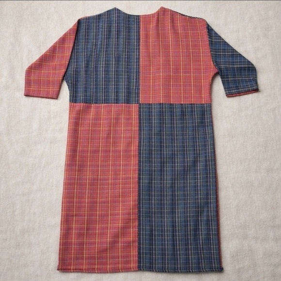 Mordenmiss Artisan Linen Patchwork Dress | Oversized Wabi-Sabi 26” P2P - Picture 12 of 12